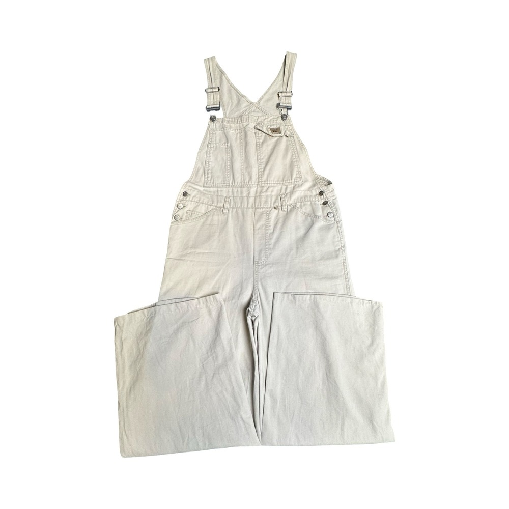 Calvin Klein Overalls Women M Khaki Wide Leg Cotton Twill Workwear Boho